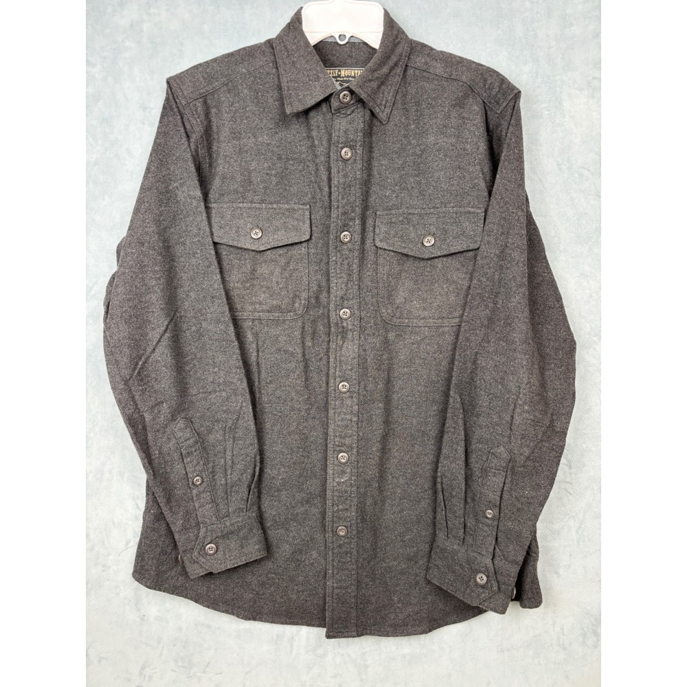 Grizzly Mountain Mens Medium Charcoal Gray Cotton Flannel Button Down Shirt Work